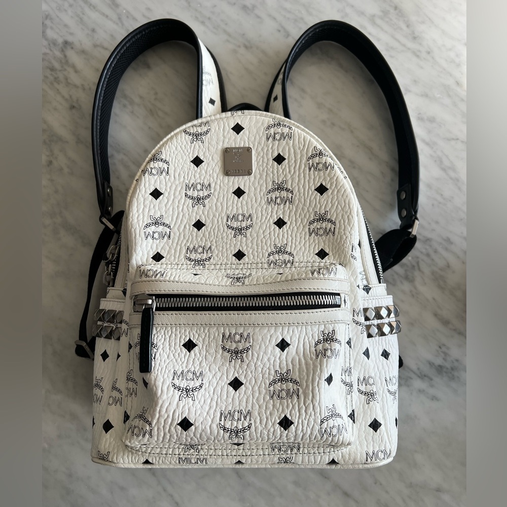 Authentic MCM Stark Backpack EUC white
